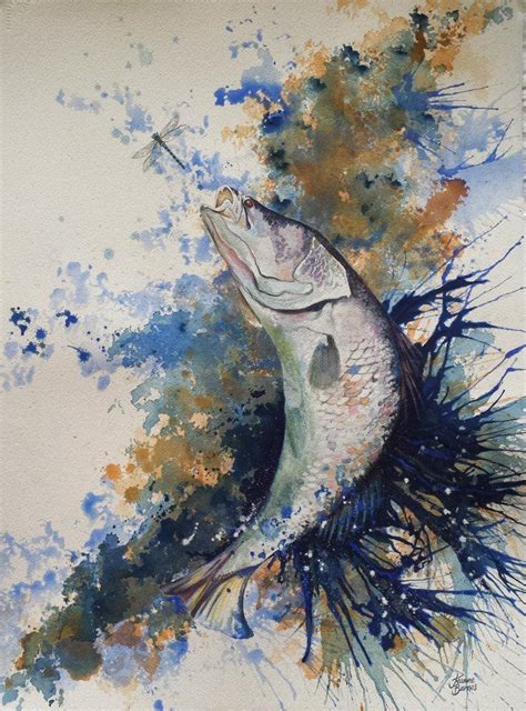 'The Catch' Painting of a barramundi in gouache by Jeanne Barnes | Painting, Artist, Watercolor ...