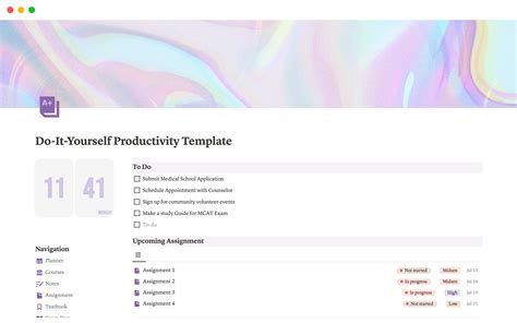 Do-It-Yourself Productivity Template for Students Template by Della ...