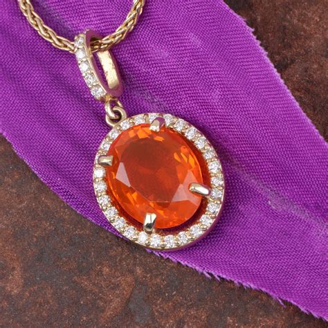 Must Have Beautiful Fire Opal Pendant in 14K Yellow Gold with | Etsy