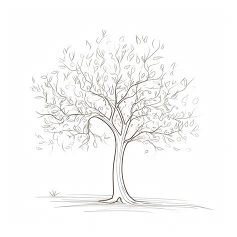 Premium AI Image | drawing of a tree with leaves blowing in the wind ...