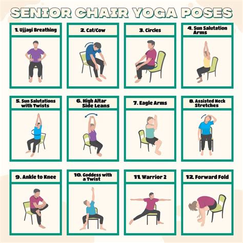 Chair Yoga Poses - 10 Free PDF Printables | Printablee | Yoga for ...