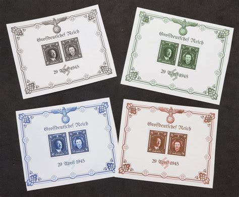 Nazi Germany Third Reich Adolf Hitler - Eva Braun wedding souvenir stamp sheets | Europe ...