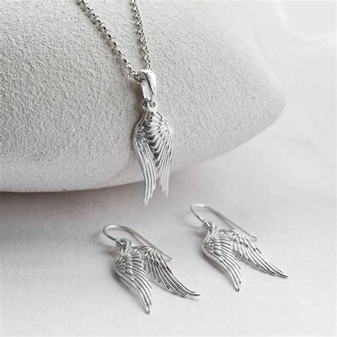 sterling silver angel wings necklace by martha jackson sterling silver | notonthehighstreet.com