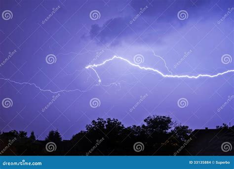 Lightning in the night stock photo. Image of nighttime - 33135884