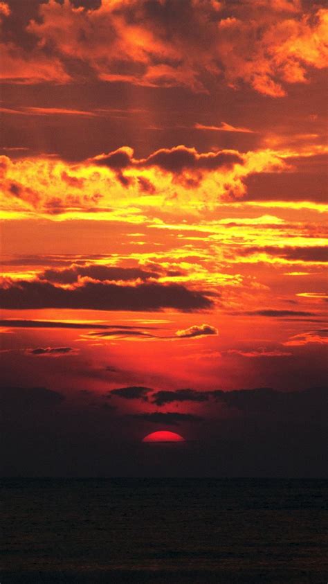 Sunset Red Sky Nature iPhone 8 Wallpapers Free Download