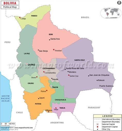 Political Map of Bolivia | Bolivia Departments Map