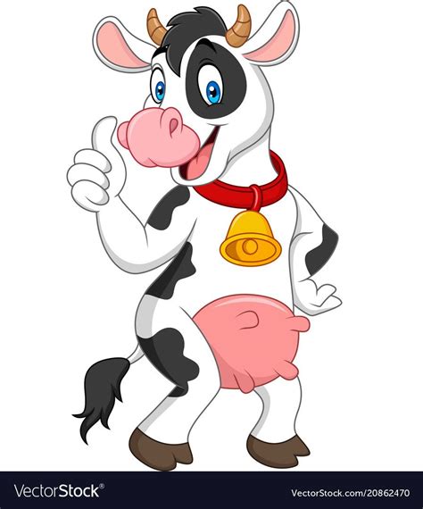 Cartoon funny cow giving thumbs up vector image on в 2020 г | Смешные коровы, Мультипликационные ...