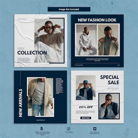 Premium PSD | Fashion Man Instagram Post Template Minimalist Design Set Bundle