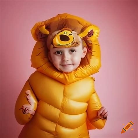 Child wearing a lion costume