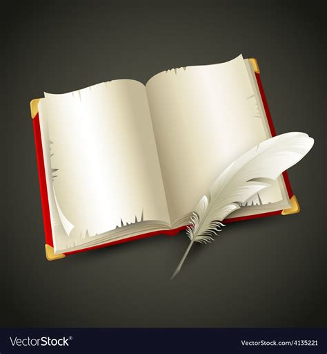 Old book and pen Royalty Free Vector Image - VectorStock