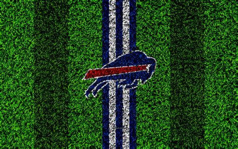 Download wallpapers Buffalo Bills, logo, 4k, grass texture, emblem ...