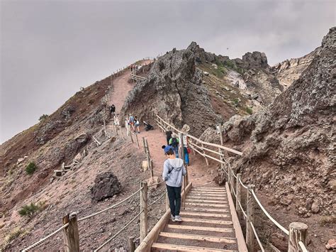 Hiking Trail Around the Crater of the Active Volcano Mount Vesuvius ...