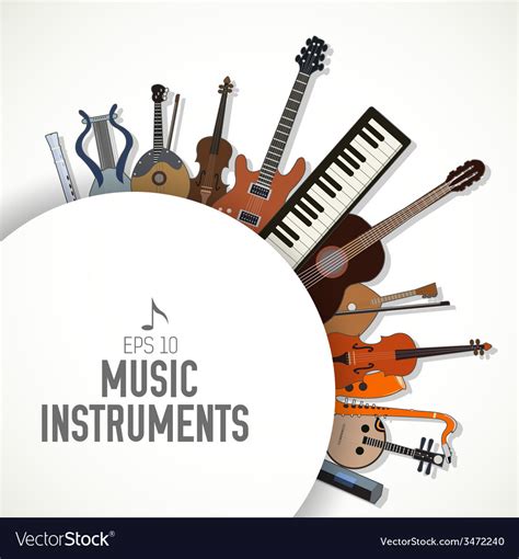 Flat music instruments background concept Vector Image