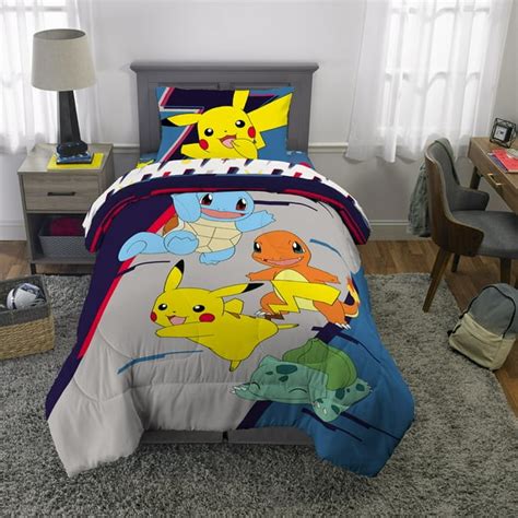 Pokémon Bed in a Bag Bundle Set, Kids Bedding, Super Soft Comforter and Sheet Set, 4-Piece TWIN ...