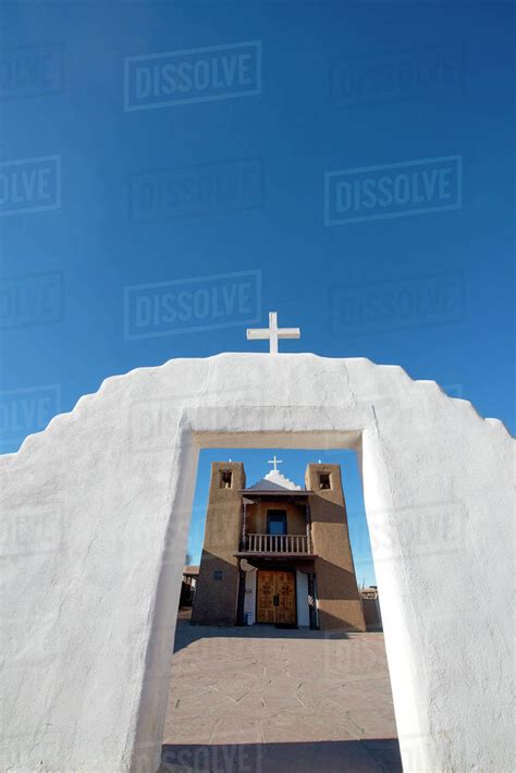 Adobe church at Taos Pueblo, UNESCO World Heritage Site, Taos, New Mexico, United States of ...