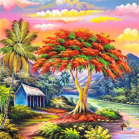 Tropical Diamond Painting Nature Art Painting, Tree Painting, Oil Painting On Canvas, Resin ...