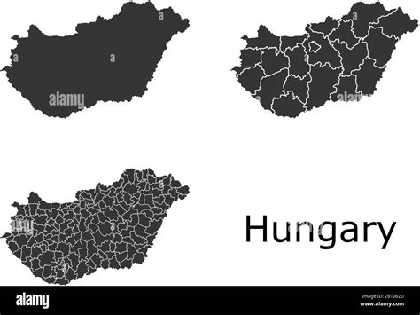 Hungary vector maps with administrative regions, municipalities ...