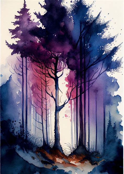 'Purple Forest' Poster, picture, metal print, paint by Polymath Prints ...