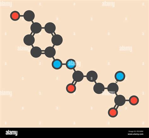 Agaritine mushroom toxin molecule. Stylized skeletal formula (chemical structure): Atoms are ...