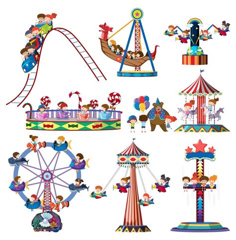 A set of theme park rides 694751 Vector Art at Vecteezy