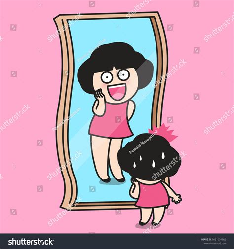 Funhouse Mirror Makes Girl Look Funny: เวกเตอร์สต็อก (ปลอดค่าลิขสิทธิ์ ...