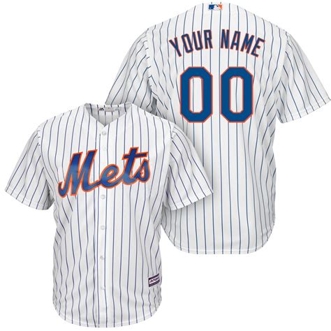 Men's Majestic White/Royal New York Mets Cool Base Custom Jersey