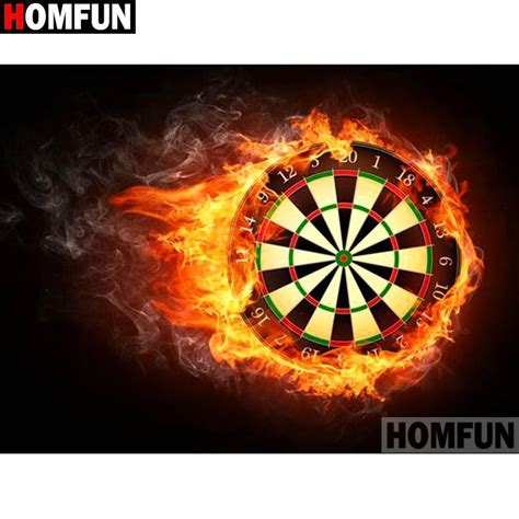 5D Diamond Painting Flaming Dart Board Kit | Bonanza Marketplace