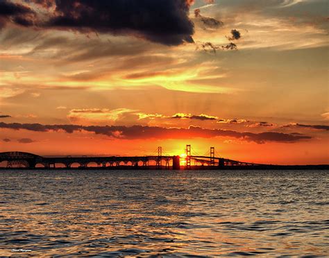 Chesapeake Bay Bridge Sunset 4 Photograph by Glenn Thompson | Fine Art America