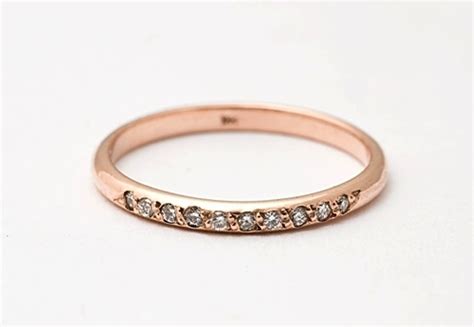 Simple Rose Gold Wedding Band with Diamonds | OneWed.com