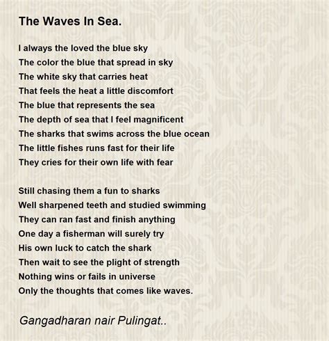 The Waves In Sea. - The Waves In Sea. Poem by Gangadharan nair Pulingat..