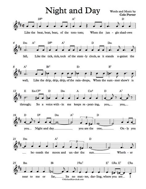 Free Lead Sheet – Night And Day – Michael Kravchuk