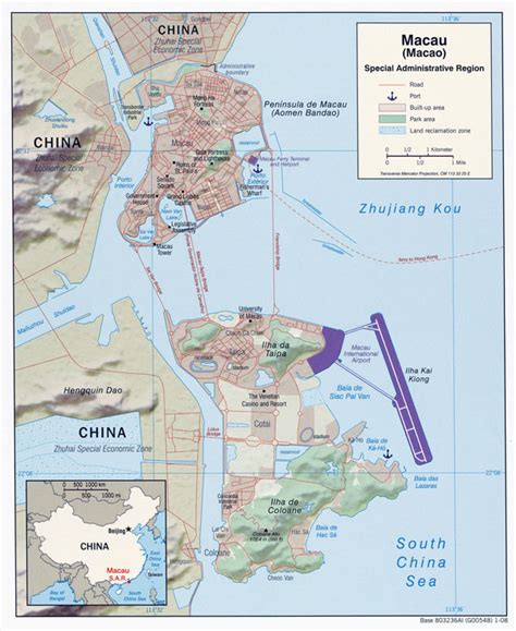 Full political map of Macau with relief. Macau full political map with ...