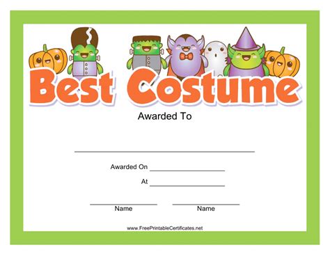 Free Best Costume Certificate Template - FREE PRINTABLE TEMPLATES