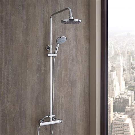 Milano Select - Chrome Thermostatic Mixer Shower with Shower Head, Hand Shower and Telescopic ...