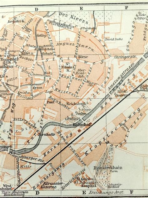 Antique 1925 Quedlinburg Germany Map from Baedekers Guide | Etsy