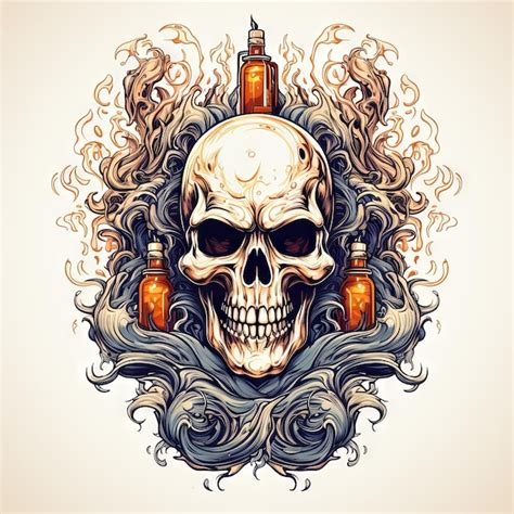 Premium AI Image | Illustration of a styled skull art tattoo design