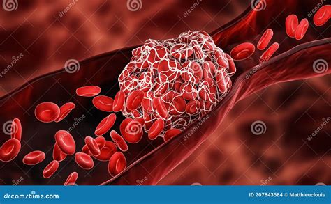 Blood Clot or Thrombus Blocking the Red Blood Cells Stream within an Artery or a Vein 3D ...