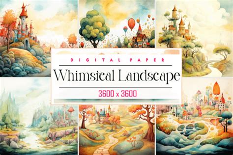 Watercolor Whimsical Landscape Graphic by Printable Design · Creative ...