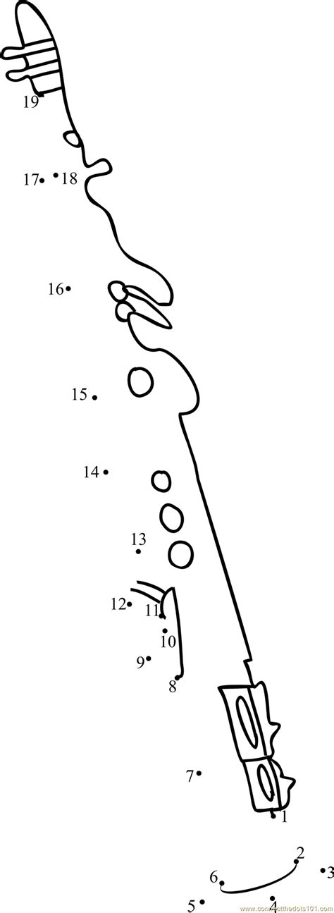 Soprillo Saxophone dot to dot printable worksheet - Connect The Dots