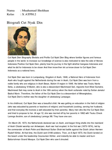 Biografi Cut Nyak Din Versi Bahasa Inggris ( Cut Nyak Dien Biography English Language Version ...