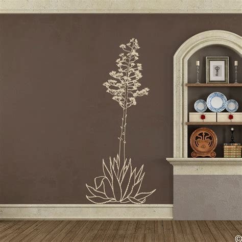 Hand Drawn Agave Americana Wall Decal, Commonly Called the Century Plant, Modern Home Plant ...