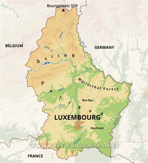 Luxembourg Physical Map