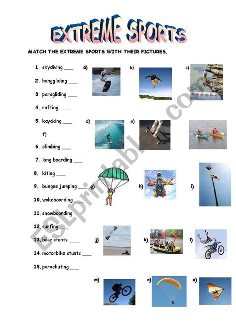 EXTREME SPORTS - ESL worksheet by guveri