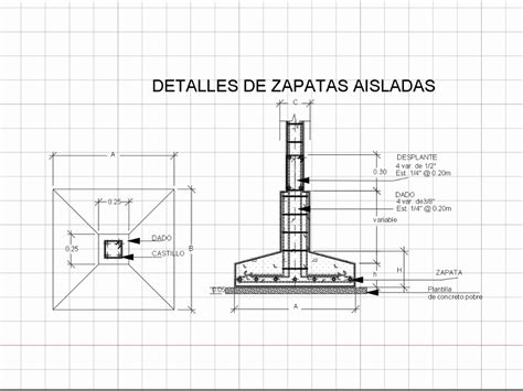 Zapata Aislada Planos De Cimentacion Autocad Planos Detalles ...