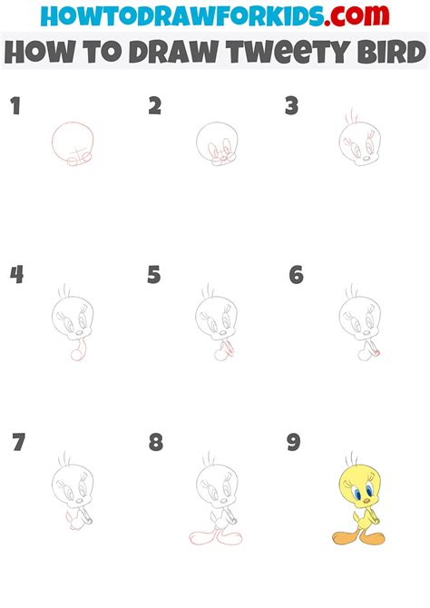 How to Draw Tweety Bird - Easy Drawing Tutorial For Kids