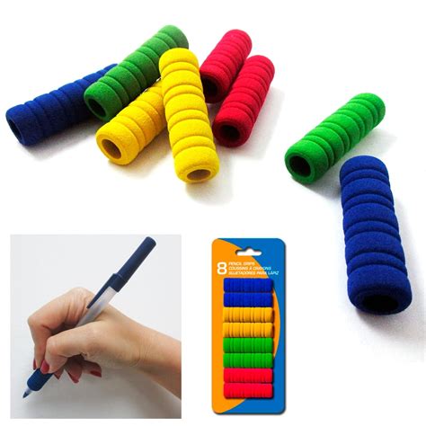 8Pk Groovy Foam Pencil Grips Pen Comfort Soft Sponge Children School ...