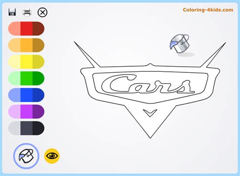 Cars movie logo coloring pages online Online Coloring Pages, Cartoon ...