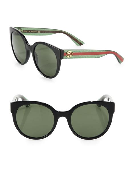 Gucci 54mm Glitter Round Sunglasses in Black | Lyst