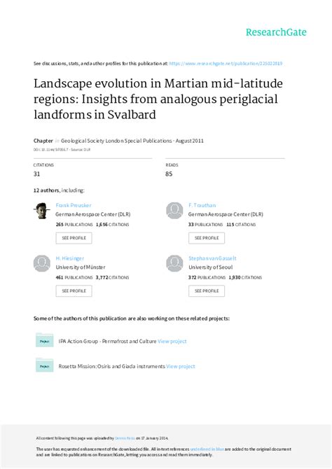 (PDF) Landscape evolution in Martian mid-latitude regions: insights ...