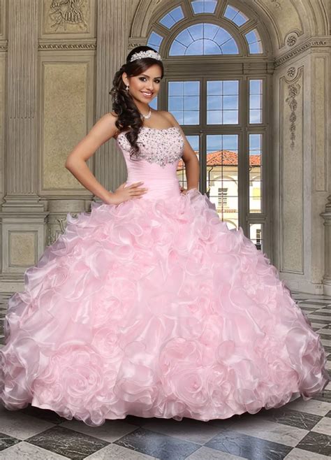 Quinceanera Dresses Plus Size Fashion Pink Sweet 16 Vestido Debutante Ball Gowns Sparking ...